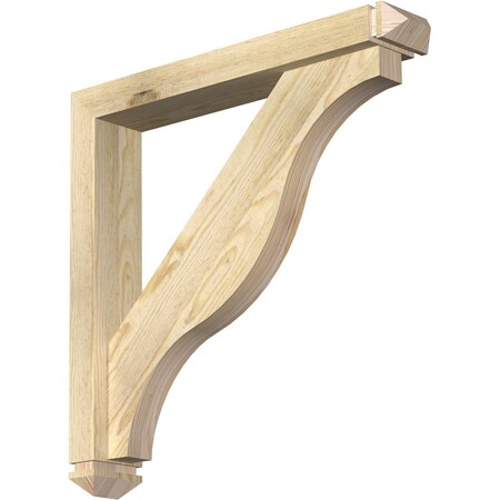Ekena Millwork Funston Arts and Crafts Rough Sawn Bracket w/ Offset Brace, Douglas Fir, 4"W x 24"D x 24"H BKT0402X24X24FST03RDF